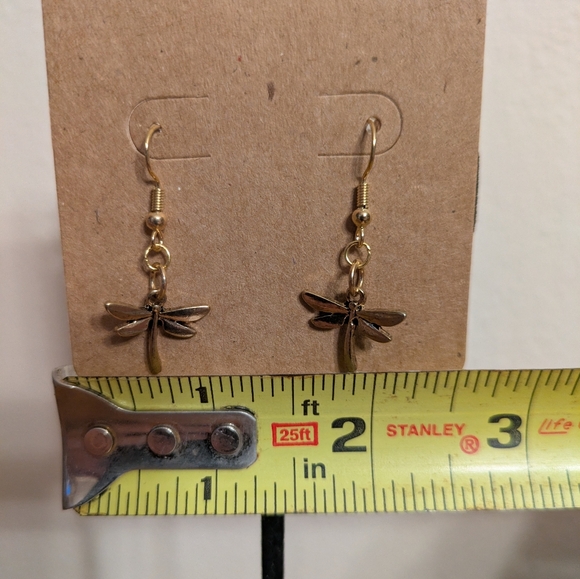 🎄BOGO FREE🎄Handmade Gold Dragonfly Earrings - Picture 2 of 4